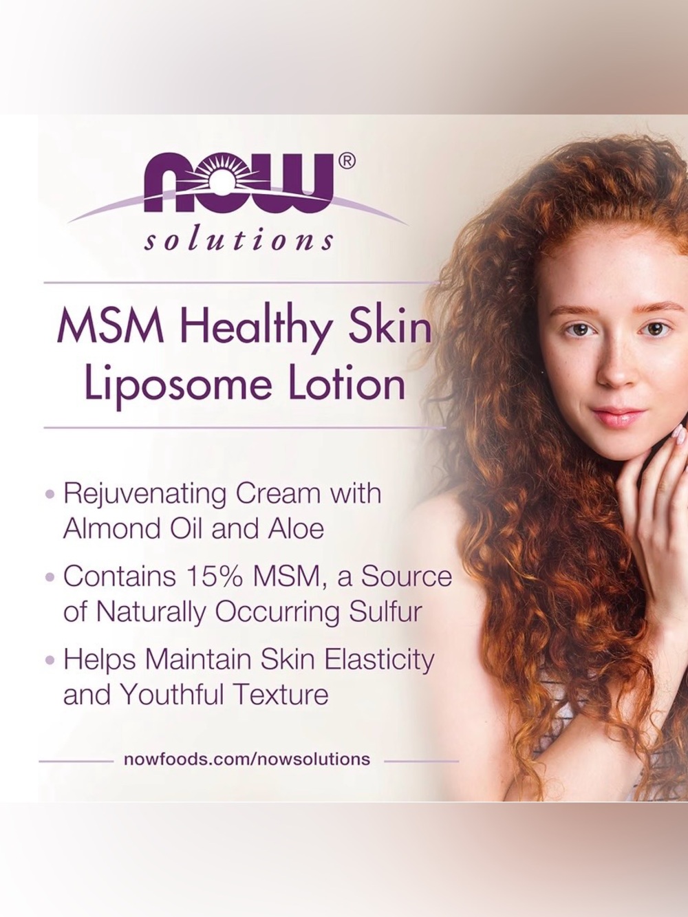 NOW Solutions MSM Healthy Skin Liposome Lotion 8oz Almond oil & Aloe - Picture 2 of 7